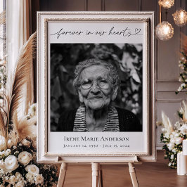 Voor altijd in onze harten begrafenisfoto poster