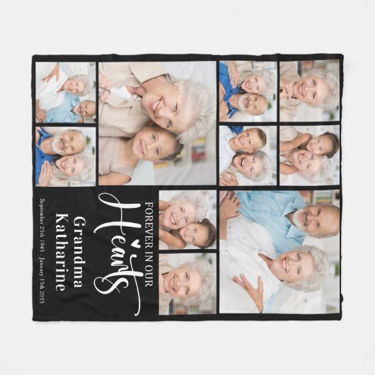 Voor altijd in onze harten Custom 10 Afbeeldingen Fleece Deken (Voorkant (Horizontaal))