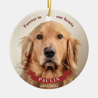 Voor altijd in onze harten - Custom Pet Photo Keramisch Ornament