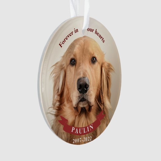 Voor altijd in onze harten - Custom Pet Photo Ornament (voorkant)