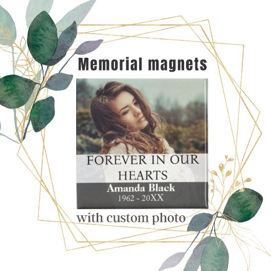Voor altijd in onze harten, Custom Photo Memorial Magneet
