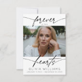 Voor altijd in onze harten Eenvoudig Script Foto b Bedankkaart (Voorkant)