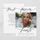 Voor altijd in onze harten Eenvoudig Script Foto b Bedankkaart (Voorkant / Achterkant)