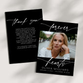 Voor altijd in onze harten Eenvoudig Script Foto b Bedankkaart