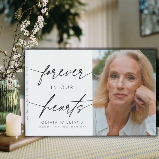 Voor altijd in onze harten Eenvoudig Script Foto b Gastenboek