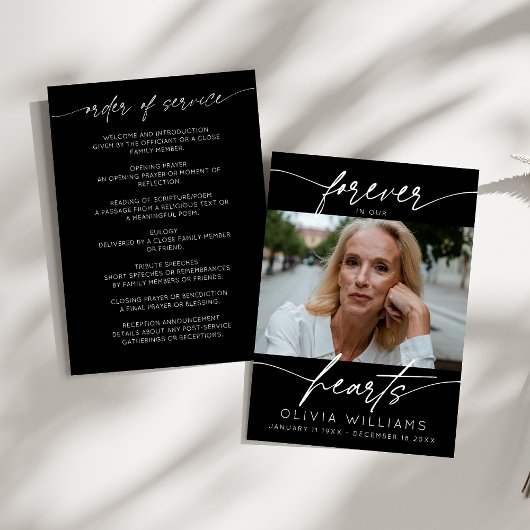 Voor altijd in onze harten Eenvoudig Script Foto b Programmakaart