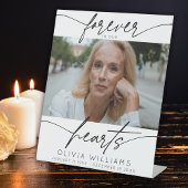 Voor altijd in onze harten Eenvoudig Script Foto b Reclamebord Met Voetstuk