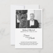 Voor altijd in onze harten Eenvoudige zwart-wit Fo Bedankkaart (Voorkant)