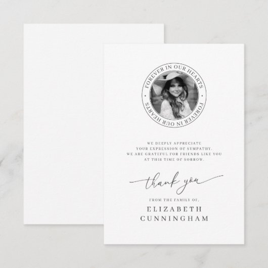 Voor altijd in onze harten Elegante Chique Foto Bedankkaart (Voorkant / Achterkant)