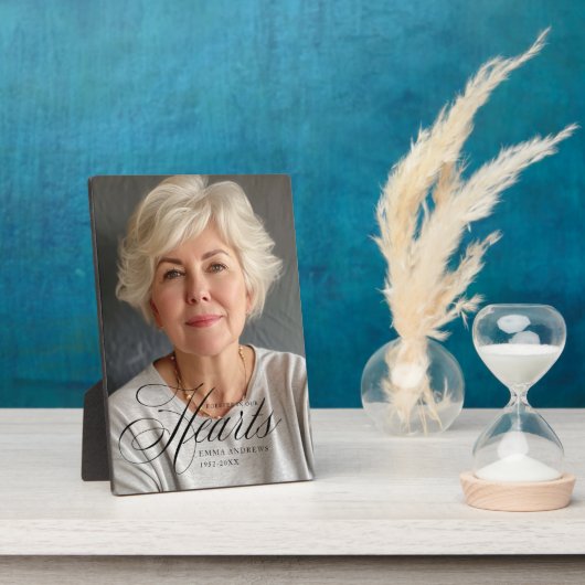 "Voor altijd in onze harten" Foto begrafenis Memor Fotoplaat (Zijkant)