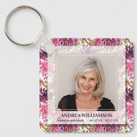 Voor altijd in onze harten Foto Bloemenmonument Sleutelhanger (Voorkant)