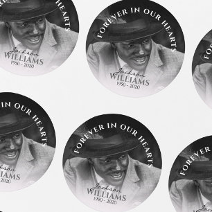 Voor altijd in onze harten   Foto-herdenkingsdiens Ronde Sticker
