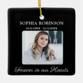 Voor altijd in onze harten Foto Memorial Kerstmis Keramisch Ornament (Voorkant)