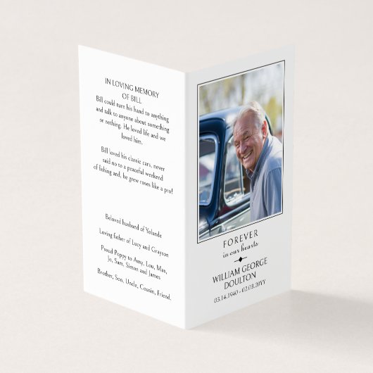 Voor altijd in onze harten Foto Memorial Prayer Ka Kaart (Buitenkant)