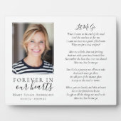 Voor altijd in onze harten Foto rouwgebed Fotoplaat (Voorkant)