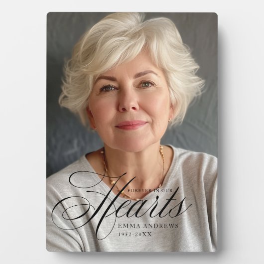 "Voor altijd in onze harten" Foto-rouwherdenking Fotoplaat (voorkant)