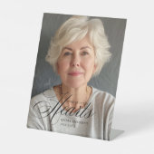 "Voor altijd in onze harten" Foto-rouwmonument  Reclamebord Met Voetstuk (Voorkant)