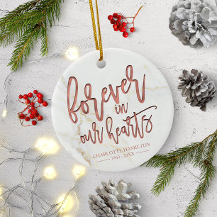 Voor altijd in onze harten gepersonaliseerde foto- keramisch ornament