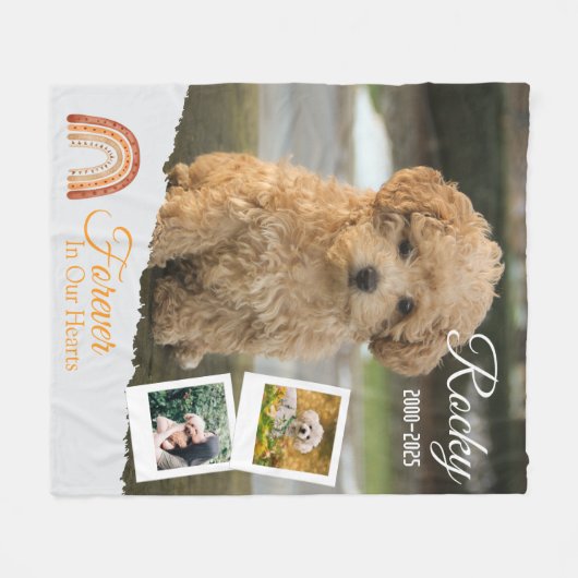 Voor altijd in onze harten Gepersonaliseerde hond  Fleece Deken (Voorkant (Horizontaal))
