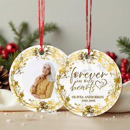 Voor altijd in onze harten Gouden Fotobehang Keramisch Ornament