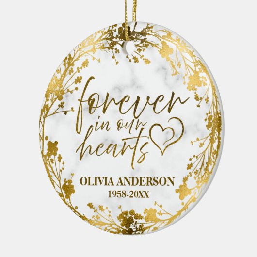 Voor altijd in onze harten Gouden Fotobehang Keramisch Ornament (Links)