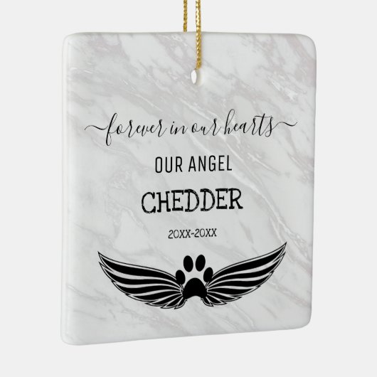 Voor altijd in onze harten Huisdier Herdenkingseng Keramisch Ornament (Rechts)