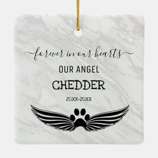 Voor altijd in onze harten Huisdier Herdenkingseng Keramisch Ornament (Achterkant)