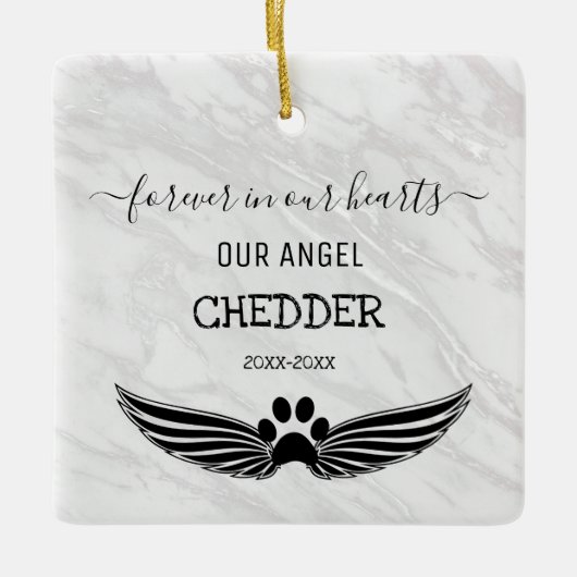 Voor altijd in onze harten Huisdier Herdenkingseng Keramisch Ornament (Voorkant)