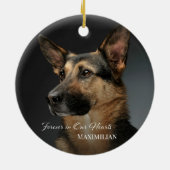 Voor altijd in onze harten huisdier herdenkingsfot keramisch ornament (Achterkant)