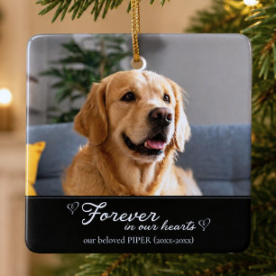 Voor altijd in onze harten huisdierhond herdenking keramisch ornament