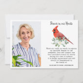 Voor altijd in onze harten Kardinaal Custom Photo Bedankkaart (Voorkant)