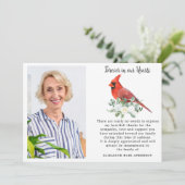 Voor altijd in onze harten Kardinaal Custom Photo Bedankkaart (Staand voorkant)
