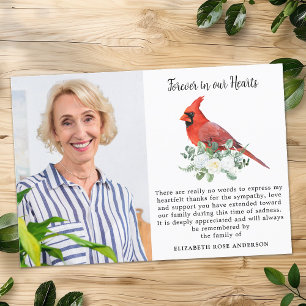 Voor altijd in onze harten Kardinaal Vogel Foto Sy Bedankkaart
