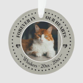 Voor altijd in onze harten kattenfoto en naam-herd ornament