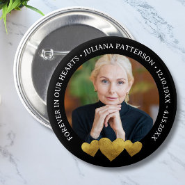 Voor altijd in onze harten Keepsake begrafenis Fot Ronde Button 5,7 Cm