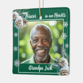 Voor altijd in onze harten Kerst Memorial 1 Foto Keramisch Ornament (Links)
