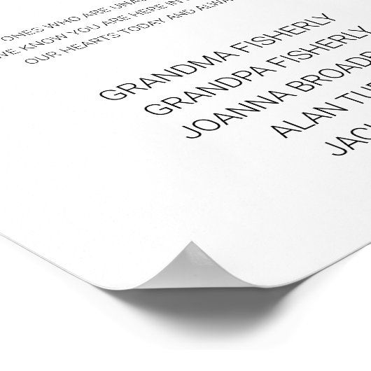 Voor altijd in onze harten lijst Namen Memorial We Poster (Hoek)