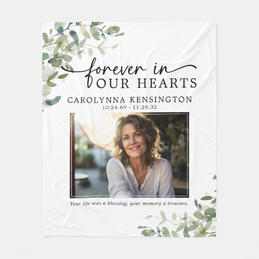 Voor altijd in onze harten Memorial Keepsake Fleece Deken (Voorkant)