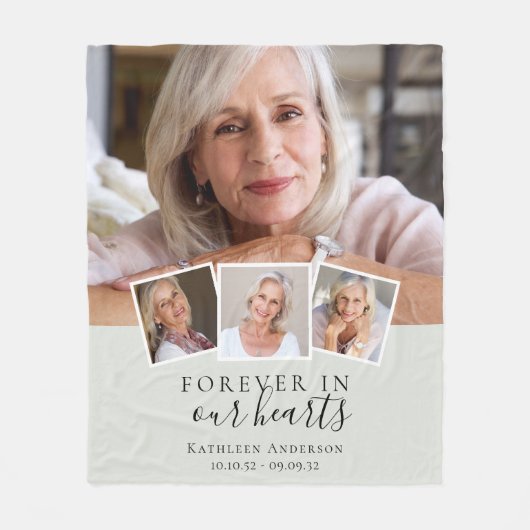 Voor altijd in onze harten Memorial Keepsake Fleece Deken (Voorkant)