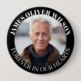 Voor altijd in onze harten Memorial Keepsake Foto Ronde Button 4,0 Cm