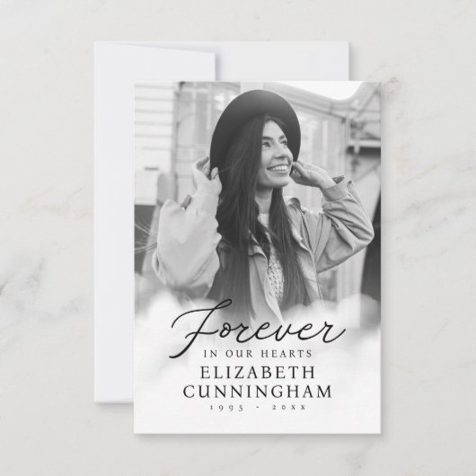 Voor altijd in onze harten Memorial Moderne Foto Bedankkaart (Voorkant)
