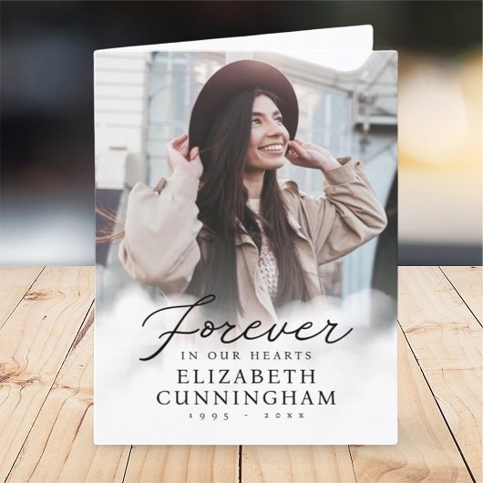 Voor altijd in onze harten Memorial Moderne Foto Bedankkaart