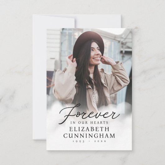 Voor altijd in onze harten Memorial Moderne Foto Bedankkaart (Voorkant)