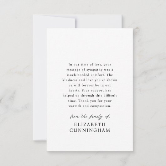 Voor altijd in onze harten Memorial Moderne Foto Bedankkaart (Achterkant)