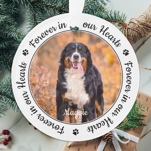 Voor altijd in onze harten Modern Afbeelding Dog M Ornament