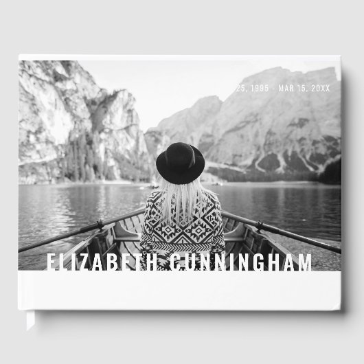 Voor altijd in onze harten Modern Custom Photo Mem Gastenboek (Voorkant)