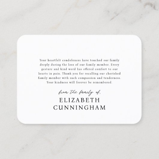 Voor altijd in onze harten Modern Memorial Foto Visitekaartje (Achterkant)