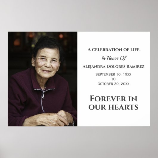 Voor altijd in onze harten Moderne Aangepaste Foto Poster (Voorkant)