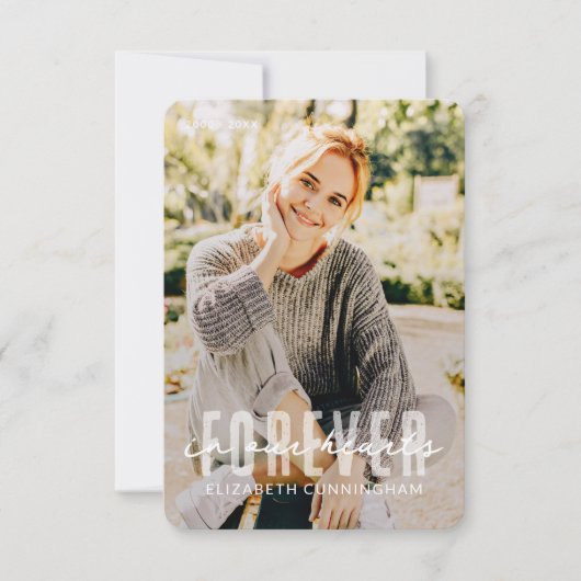 Voor altijd in onze harten Moderne Eenvoudige Eleg Bedankkaart (Voorkant)