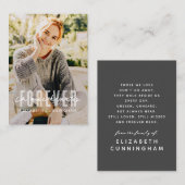 Voor altijd in onze harten Moderne Eenvoudige Eleg Visitekaartje (Voorkant / Achterkant)